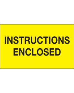 3" x 5" - " Instructions  Enclosed" ( Fluorescent  Yellow)  Labels