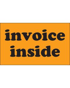 3" x 5" - " Invoice  Inside" ( Fluorescent  Orange)  Labels