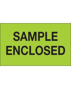 3" x 5" - " Sample  Enclosed" ( Fluorescent  Green)  Labels