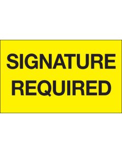 3" x 5" - " Signature  Required" ( Fluorescent  Yellow)  Labels
