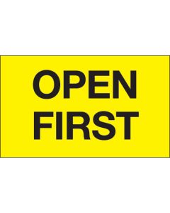 3" x 5" - " Open  First" ( Fluorescent  Yellow)  Labels