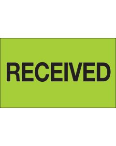 3" x 5" - " Received" ( Fluorescent  Green)  Labels