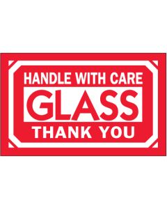 3" x 5" - " Glass -  Handle  With  Care"  Labels