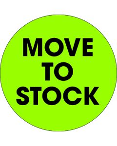 2"  Circle - " Move  To  Stock" Fluorescent  Green  Labels