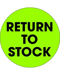 2"  Circle - " Return  To  Stock" Fluorescent  Green  Labels