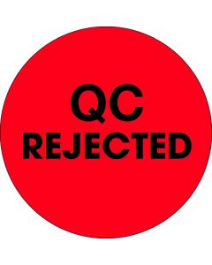 2"  Circle - "QC  Rejected" Fluorescent  Red  Labels