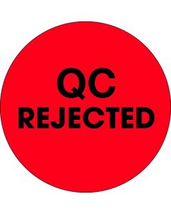 2"  Circle - "QC  Rejected" Fluorescent  Red  Labels