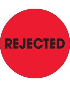 2"  Circle - " Rejected" Fluorescent  Red  Labels