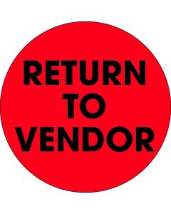 2"  Circle - " Return  To  Vendor" Fluorescent  Red  Labels