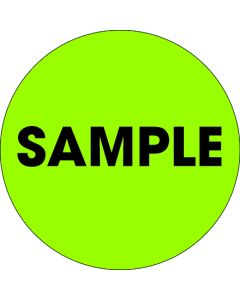 2"  Circle - " Sample" Fluorescent  Green  Labels