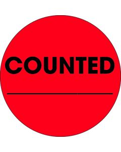 2"  Circle - " Counted ___" Fluorescent  Red  Labels