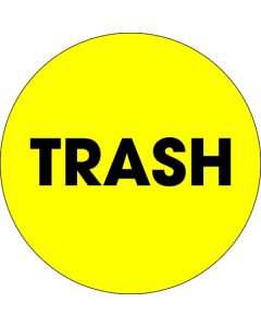 2"  Circle - " Trash"( Fluorescent  Yellow)  Labels