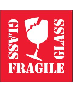 4" x 4" - " Fragile -  Glass"  Labels