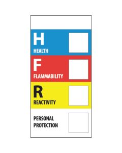 1" x 2" - " Health  Flammability  Reactivity"