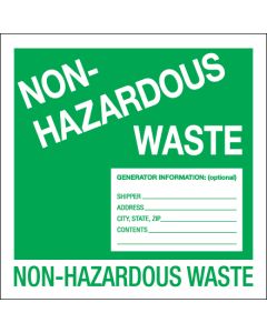 6" x 6" - " Non- Hazardous  Waste"  Labels