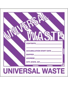 6" x 6" - " Universal  Waste"  Labels