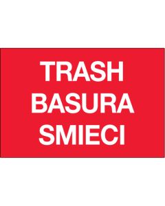 2" x 3"  Red  Rectangle" Trash/ Basura/ Smieci"