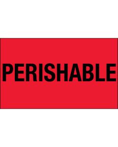 3" x 5" - " Perishable" ( Fluorescent  Red)  Labels