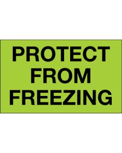 3" x 5" - " Protect  From  Freezing" ( Fluorescent  Green)  Labels