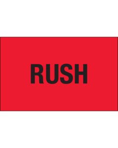 1 1/4" x 2" - " Rush" ( Fluorescent  Red)  Labels