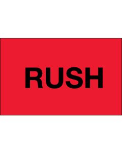 3" x 5" - " Rush" ( Fluorescent  Red)  Labels