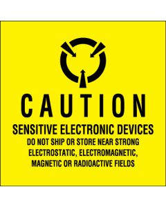 2" x 2" - " Sensitive  Electronic  Devices" ( Fluorescent  Yellow)  Labels