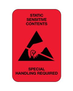 2" x 3" - " Static  Sensitive  Contents" ( Fluorescent  Red)  Labels