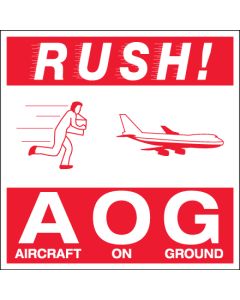 4" x 4" - " Rush AOG -  Aircraft  On  Ground"  Labels