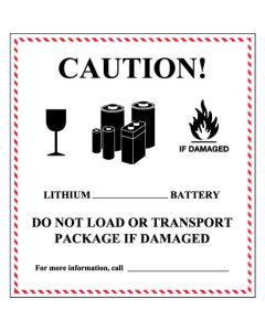 4 5/8" x 5" - " Caution -  Lithium  Battery  Handling"  Labels