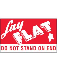 3" x 5" - " Lay  Flat -  Do  Not  Stand  On  End"  Labels