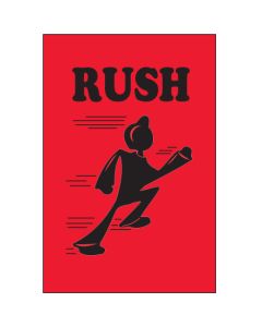 2" x 3" - " Rush" ( Fluorescent  Red)  Labels