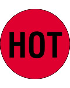 2"  Circle - " Hot" ( Fluorescent  Red)  Labels