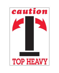 4" x 6" - " Caution -  Top  Heavy"  Arrow  Labels