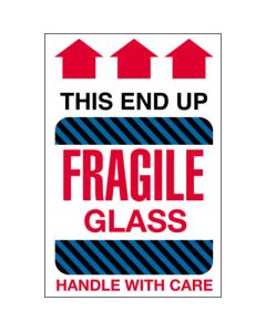 4" x 6" - " Fragile  Glass -  This  End  Up"  Labels