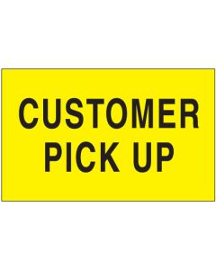 3" x 5" - " Customer  Pick  Up" ( Fluorescent  Yellow)  Labels