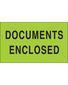 3" x 5" - " Documents  Enclosed" ( Fluorescent  Green)  Labels