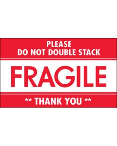3" x 5" - " Fragile -  Do  Not  Double  Stack"  Labels