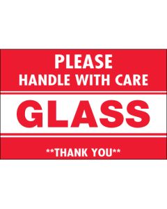 2" x 3" - " Glass -  Handle  With  Care"  Labels