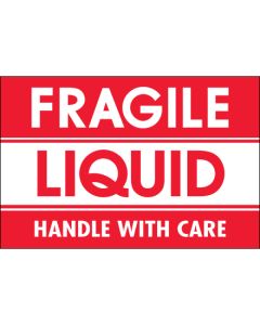 2" x 3" - " Fragile -  Liquid -  Handle  With  Care"  Labels