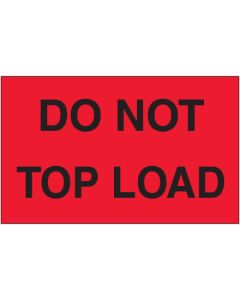 3" x 5" - " Do  Not  Top  Load" ( Fluorescent  Red)  Labels
