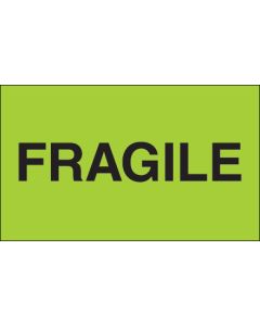 3" x 5" - " Fragile" ( Fluorescent  Green)  Labels