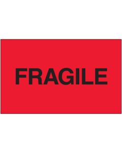 3" x 5" - " Fragile" ( Fluorescent  Red)  Labels