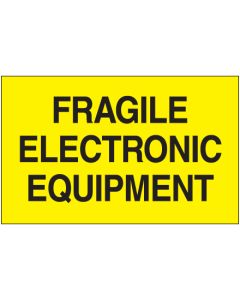 3" x 5" - " Fragile  Electronic  Equipment"( Fluorescent  Yellow)  Labels