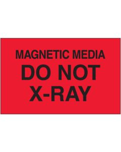 3" x 5" - " Magnetic  Media  Do  Not X- Ray"( Fluorescent  Red)  Labels