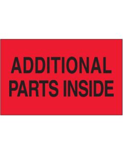 3" x 5" - " Additional  Parts  Inside" ( Fluorescent  Red)  Labels