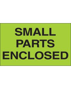 3" x 5" - " Small  Parts  Enclosed" ( Fluorescent  Green)  Labels