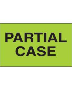 3" x 5" - " Partial  Case" ( Fluorescent  Green)  Labels