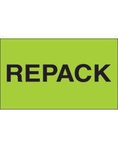 3" x 5" - " Repack" ( Fluorescent  Green)  Labels