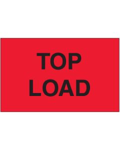 3" x 5" - " Top  Load" ( Fluorescent  Red)  Labels