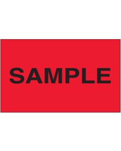3" x 5" - " Sample" ( Fluorescent  Red)  Labels